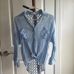 Mine - light adjustable Sleeve Button Down with Tie Front and open designed back